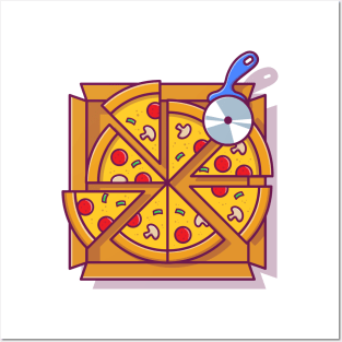 Pizza Slice On Box Posters and Art